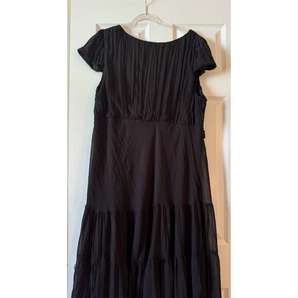 R & M Richards Black Cap Sleeve Lace Open Back Party Dress Gowns Plus Size 16 - Picture 7 of 7